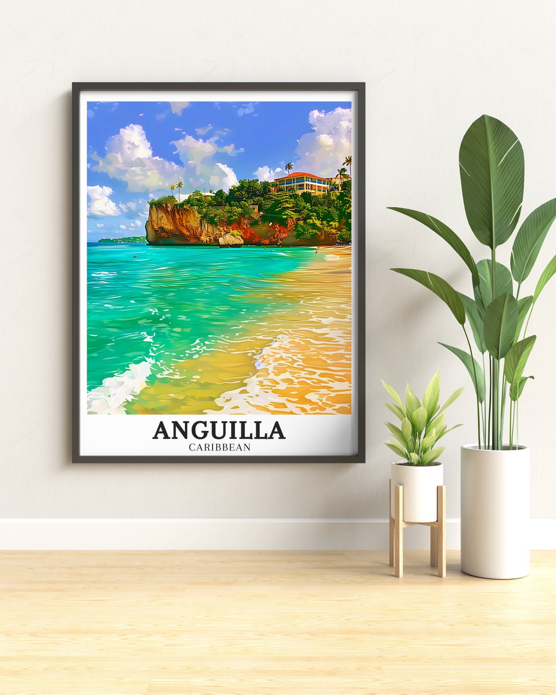 Anguilla Caribbean Beach Cliff Turquoise Water Travel Poster - Image 3