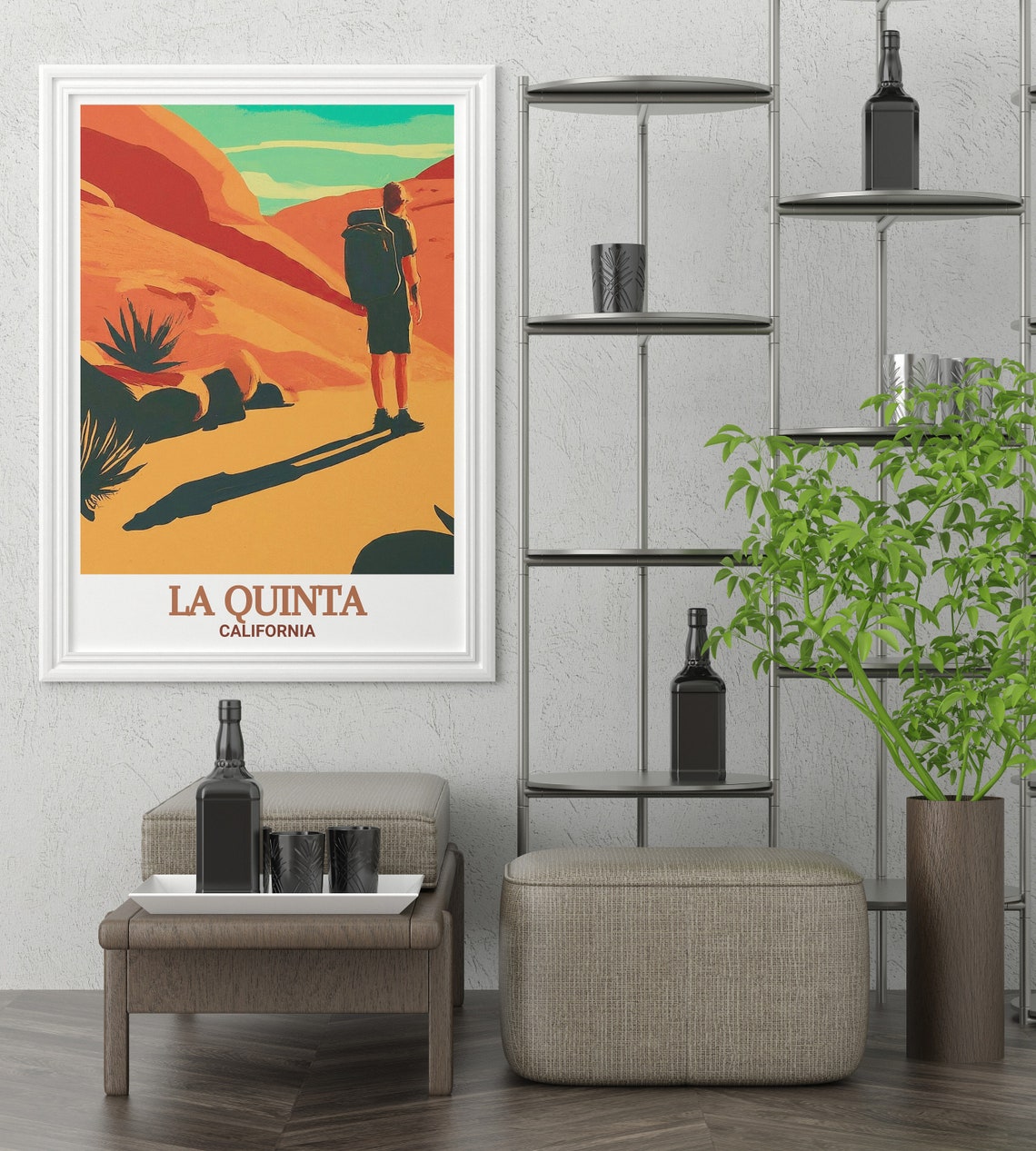 La Quinta Desert Hiker Canyon Trail California Travel Poster - Image 3