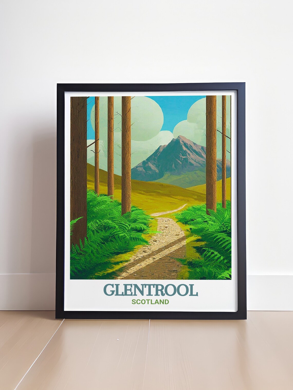 Glentrool Scotland Forest Trail Path Through Ferns and Pines Poster - Image 4