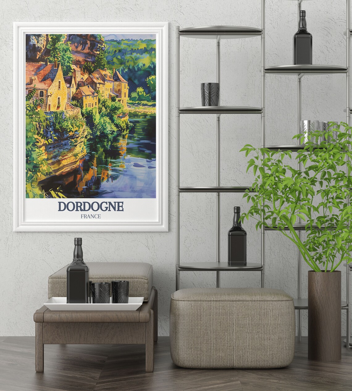 Dordogne France La Roque-Gageac Cliff Village River Travel Poster - Image 2