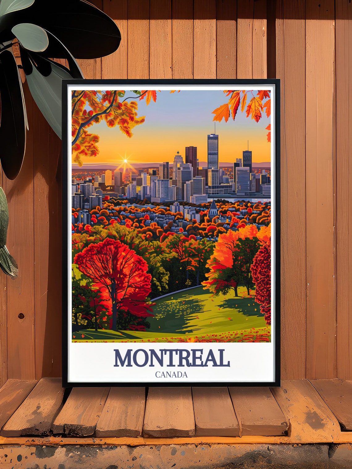 Montreal Mount Royal Autumn Foliage Skyline Canada Travel Poster - Image 2