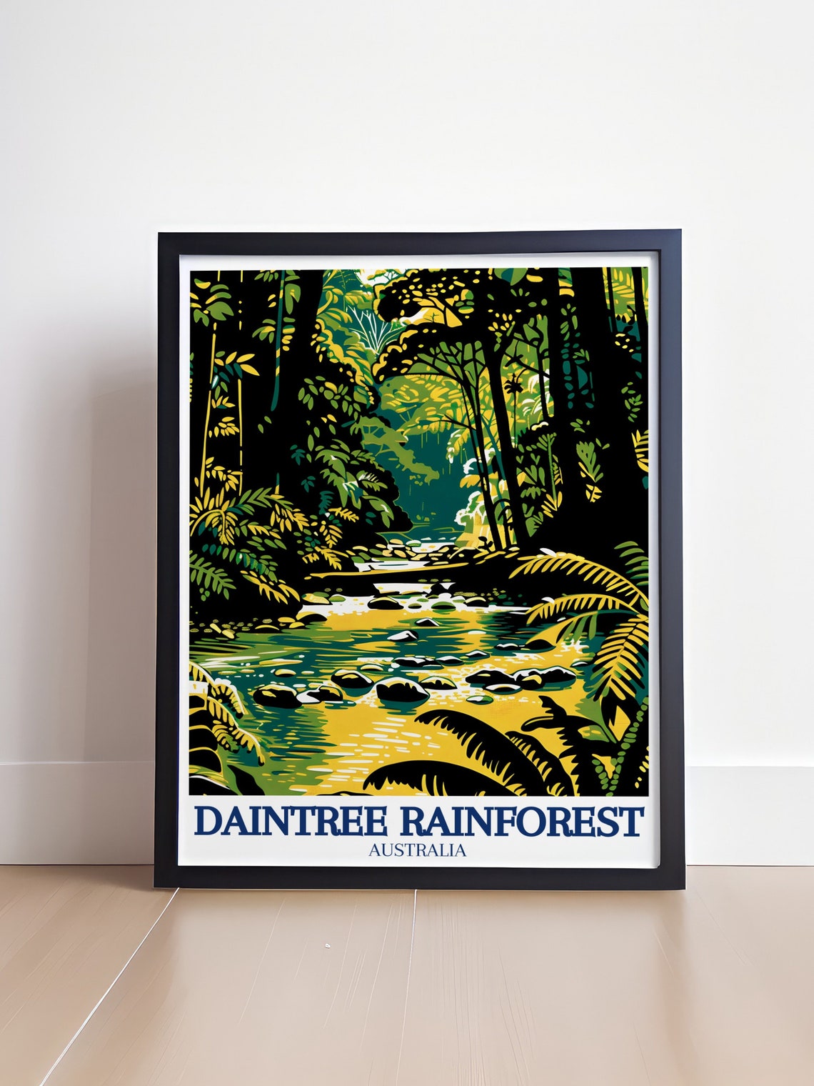 Daintree Rainforest Australia Jungle Creek Watercolor View Poster - Image 4
