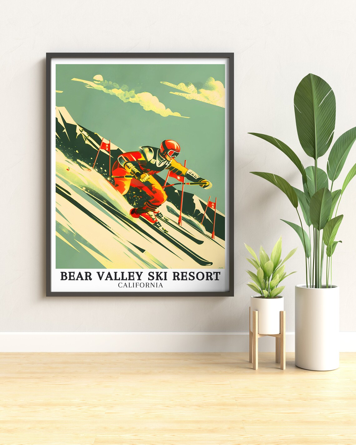Bear Valley Ski Resort Slalom Racer Vintage California Travel Poster - Image 2