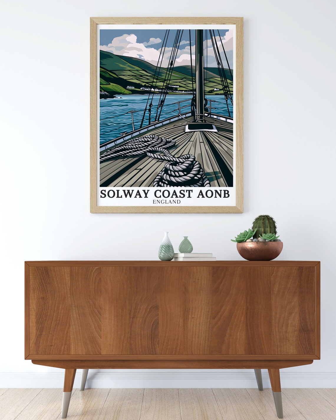 Solway Coast AONB Sailing Deck View Green Hills England Poster - Image 3