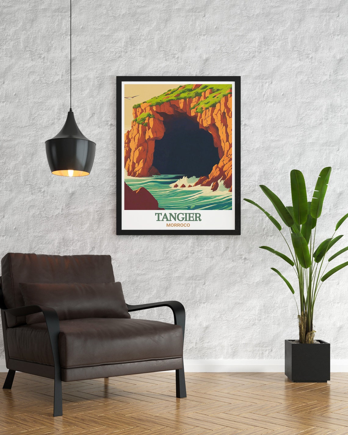 Tangier Morocco Hercules Caves Sea Arch Retro Style Travel Poster - Image 3
