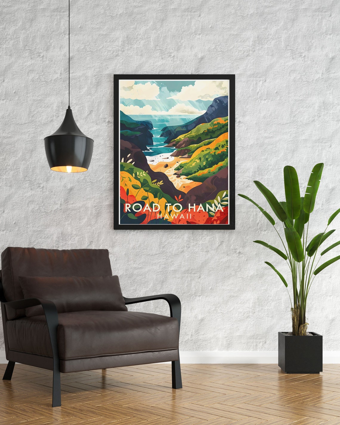 Road to Hana Hawaii Colorful Coastal Cliffs Sandy Cove Poster - Image 2