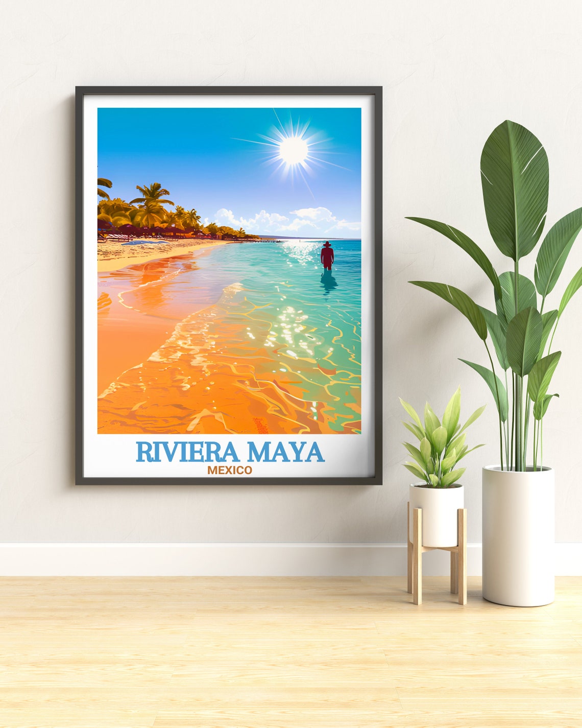 Riviera Maya Tropical Beach Wader Turquoise Water Mexico Poster - Image 2
