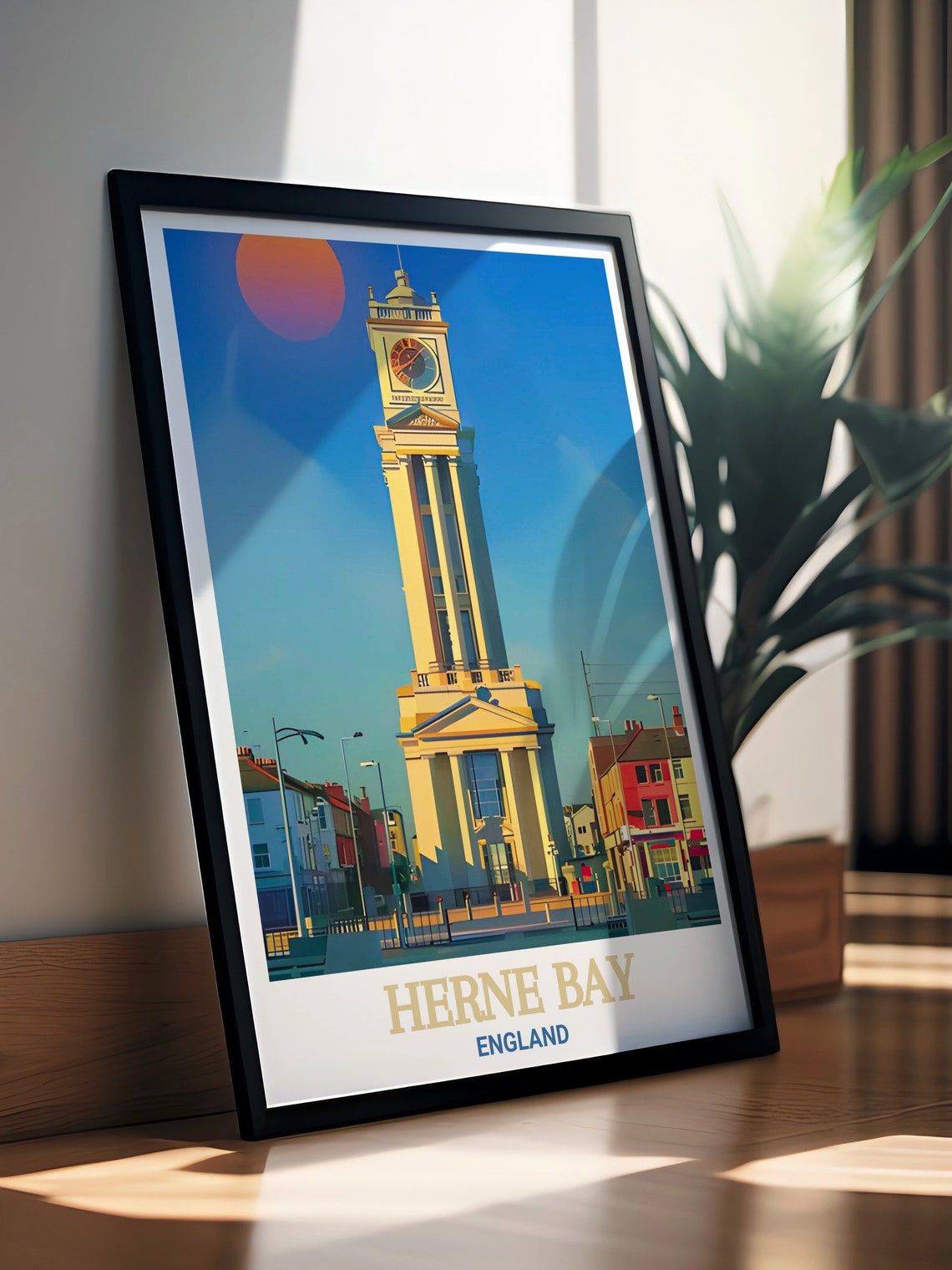 Herne Bay England Clock Tower Seafront Daytime Street View Poster - Image 3