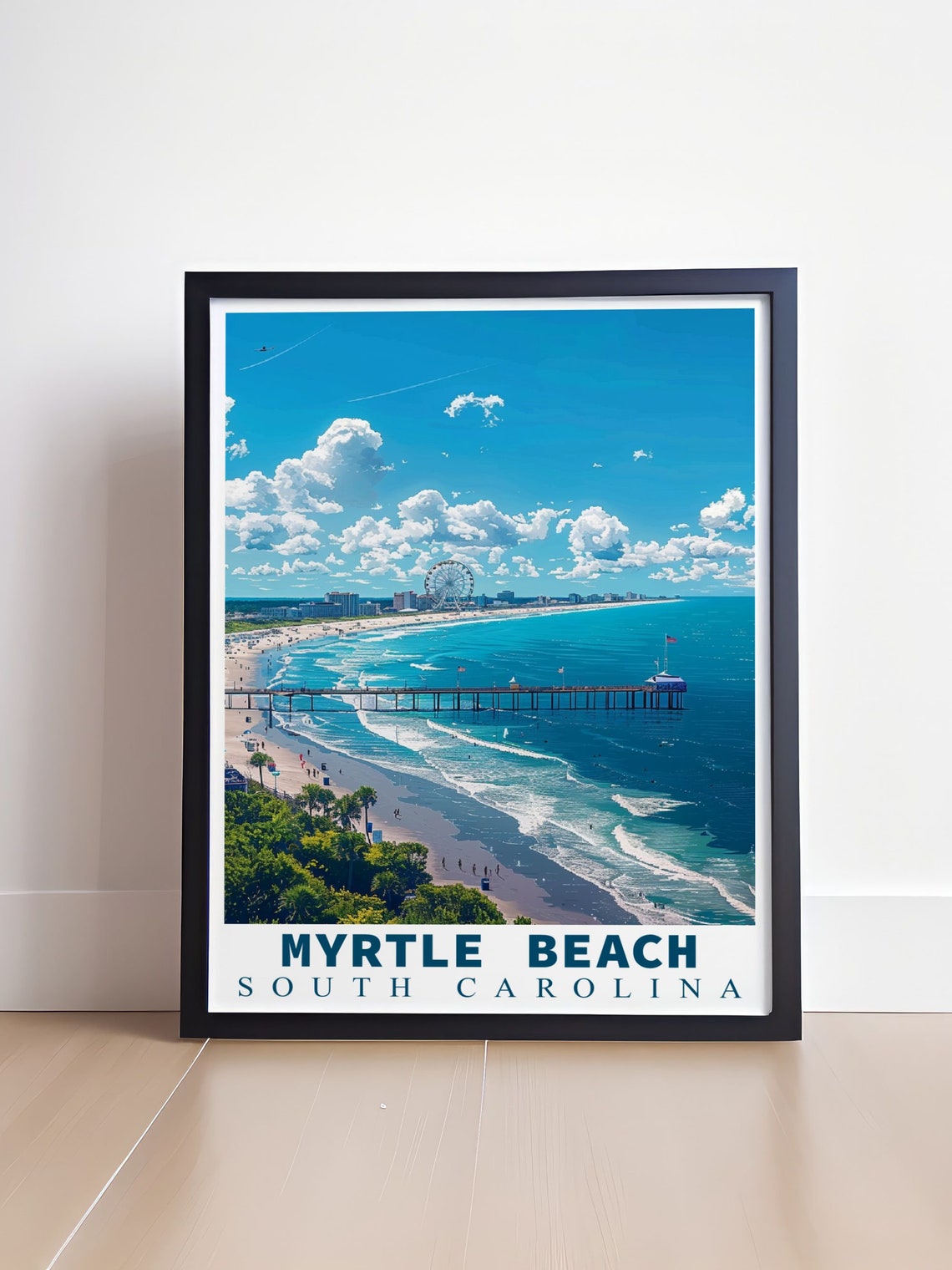 Myrtle Beach South Carolina Pier Ferris Wheel Sunny Day Art Print - Image 4