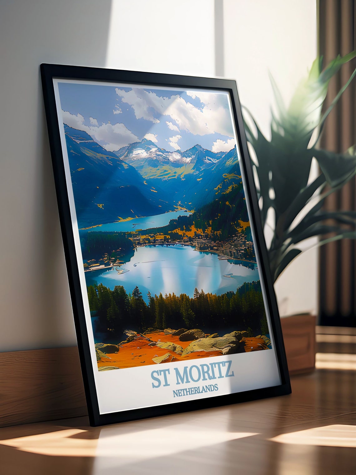 St Moritz Engadin Valley Alpine Lake Mountains Summer View Poster - Image 3