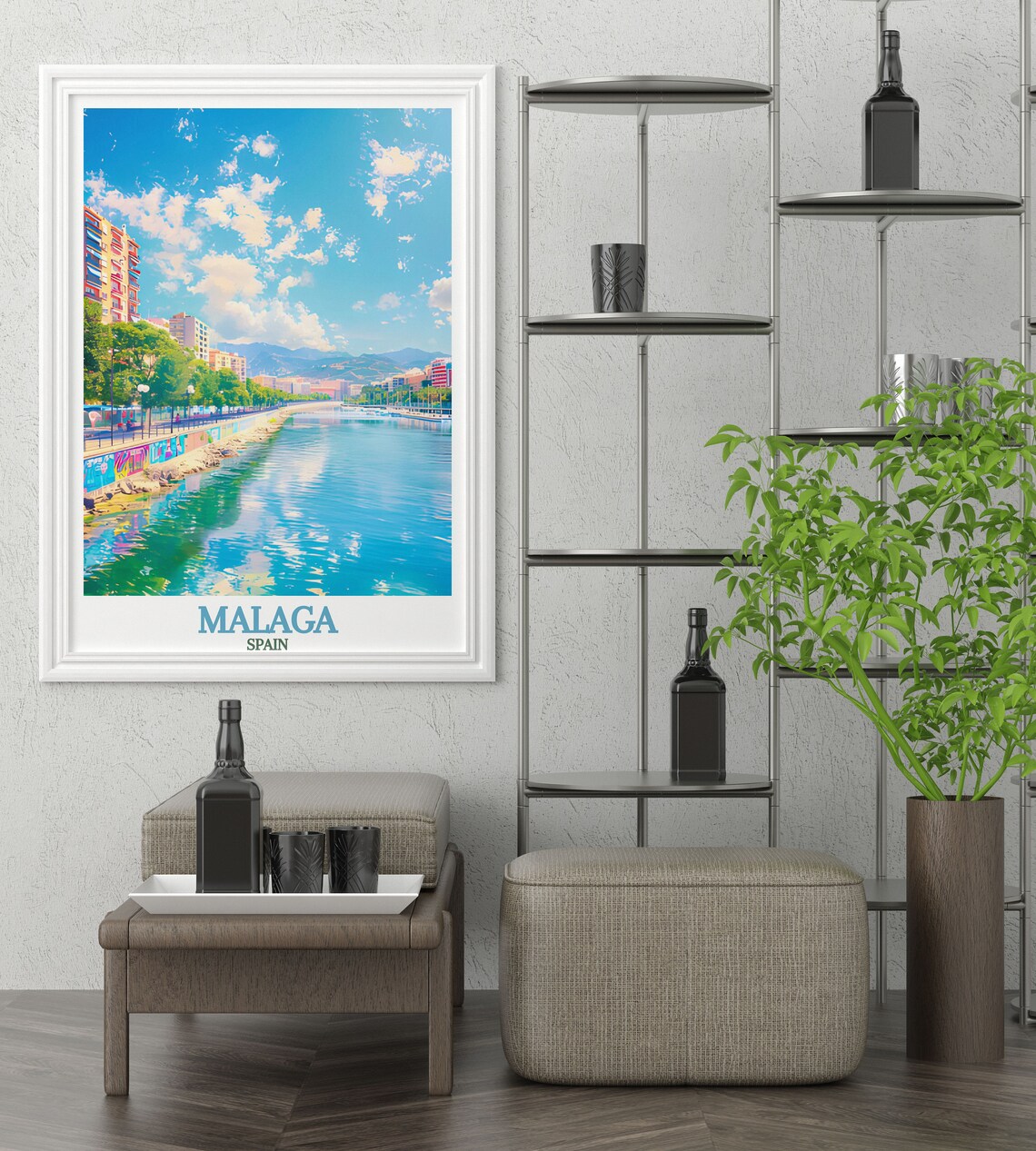 Malaga Spain Guadalmedina River Promenade Sunny City View Poster - Image 2