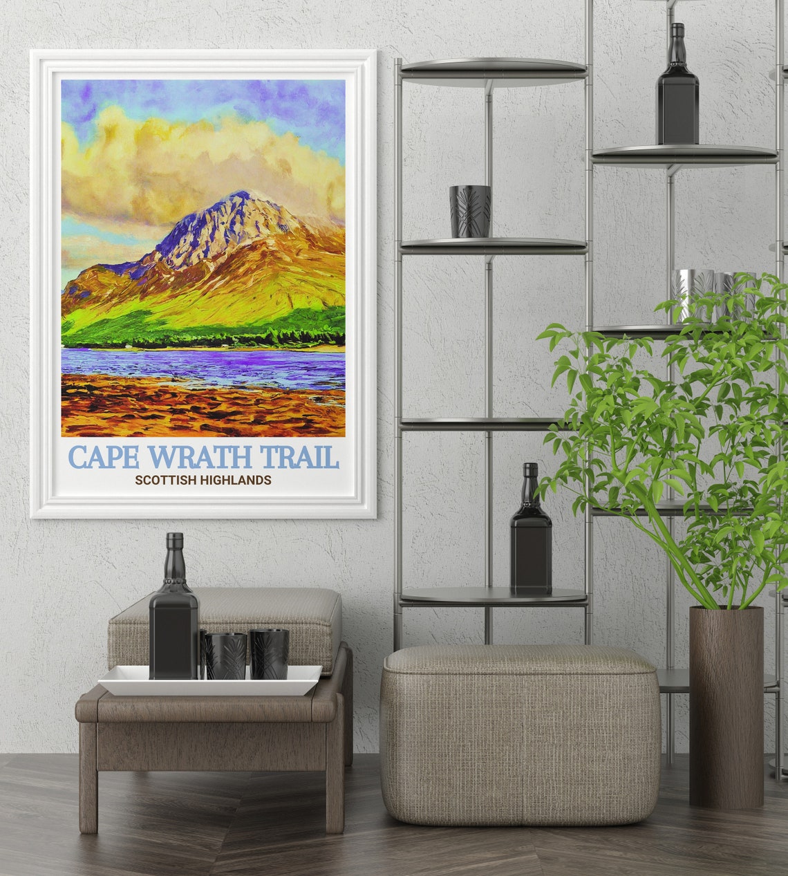 Cape Wrath Trail Highland Mountain and Loch Painting Art Poster - Image 3