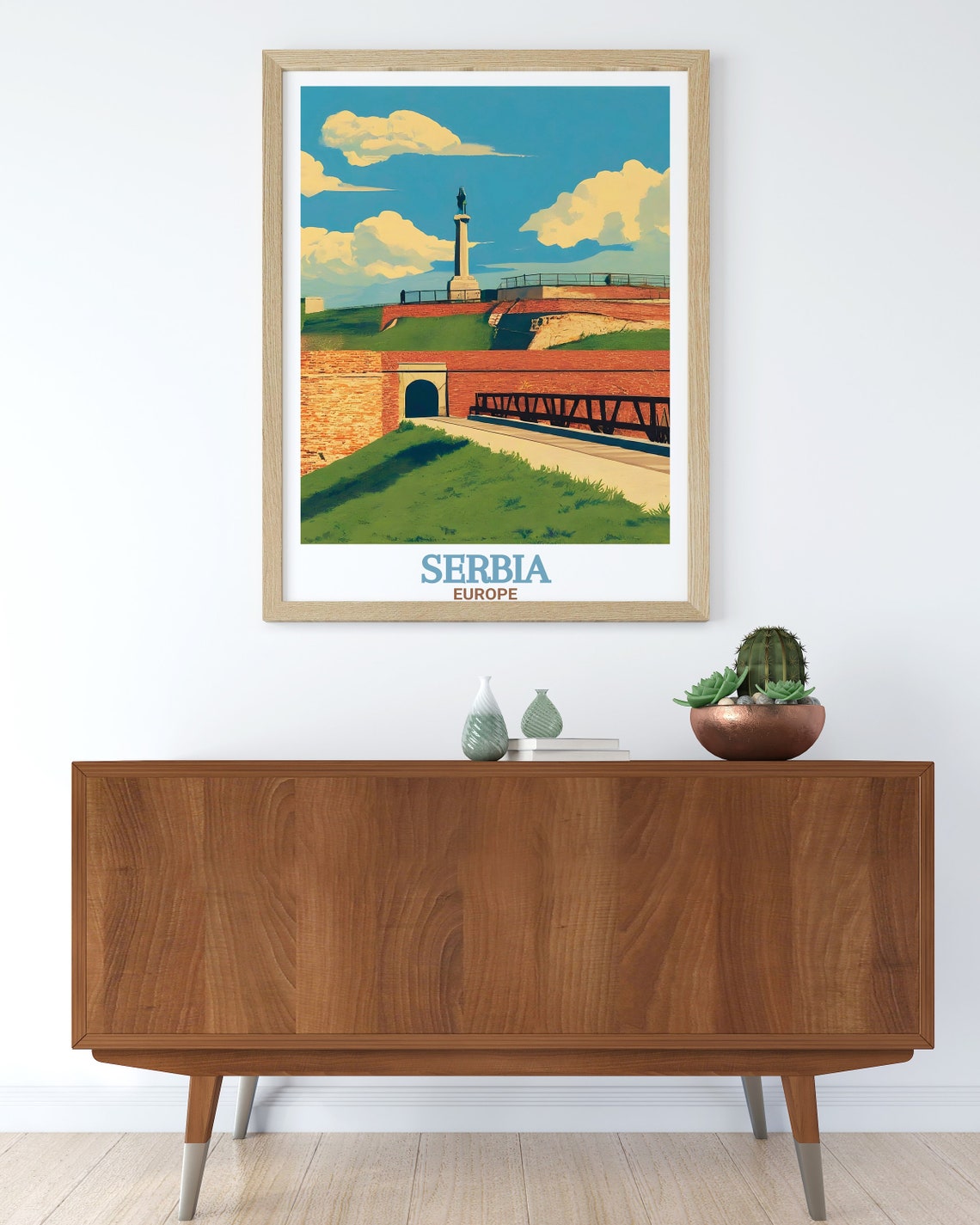 Belgrade Fortress Victor Monument Red Walls Serbia Travel Poster - Image 2