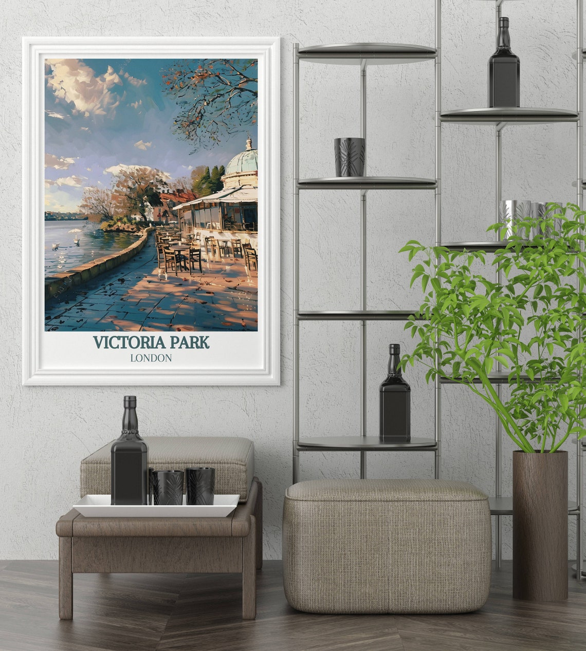 Victoria Park London Lakeside Terrace Afternoon Dappled Light Poster - Image 3