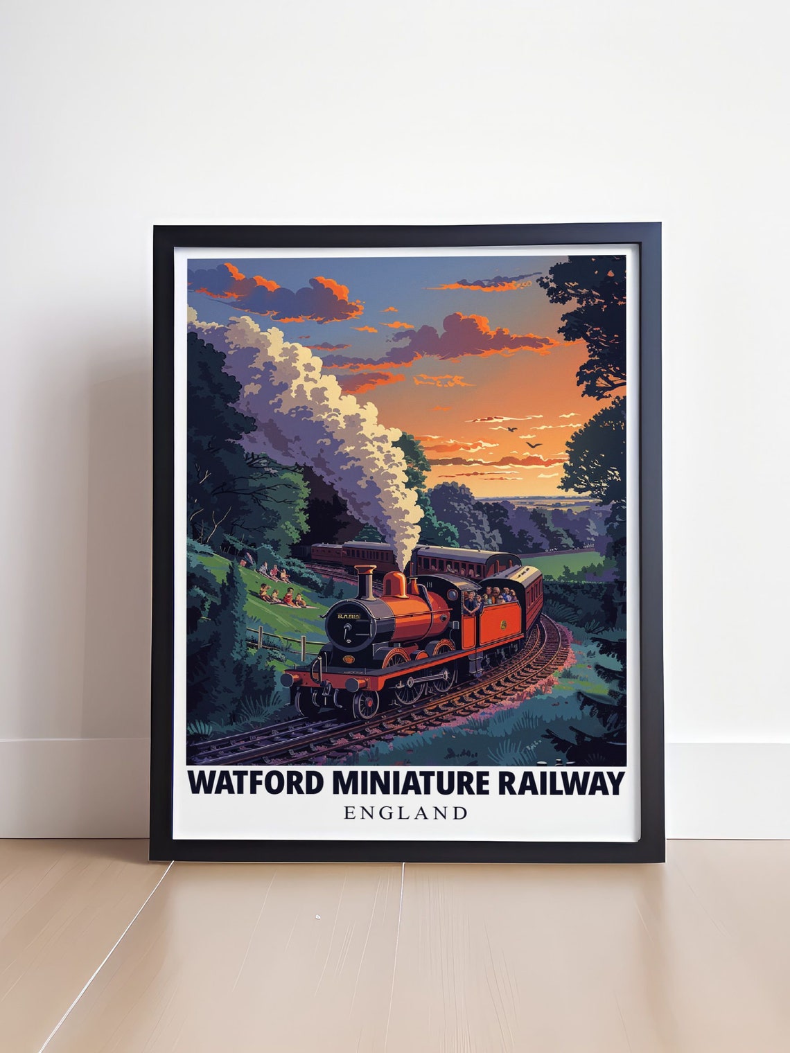 Watford Miniature Railway Steam Locomotive At Dusk England Poster - Image 4