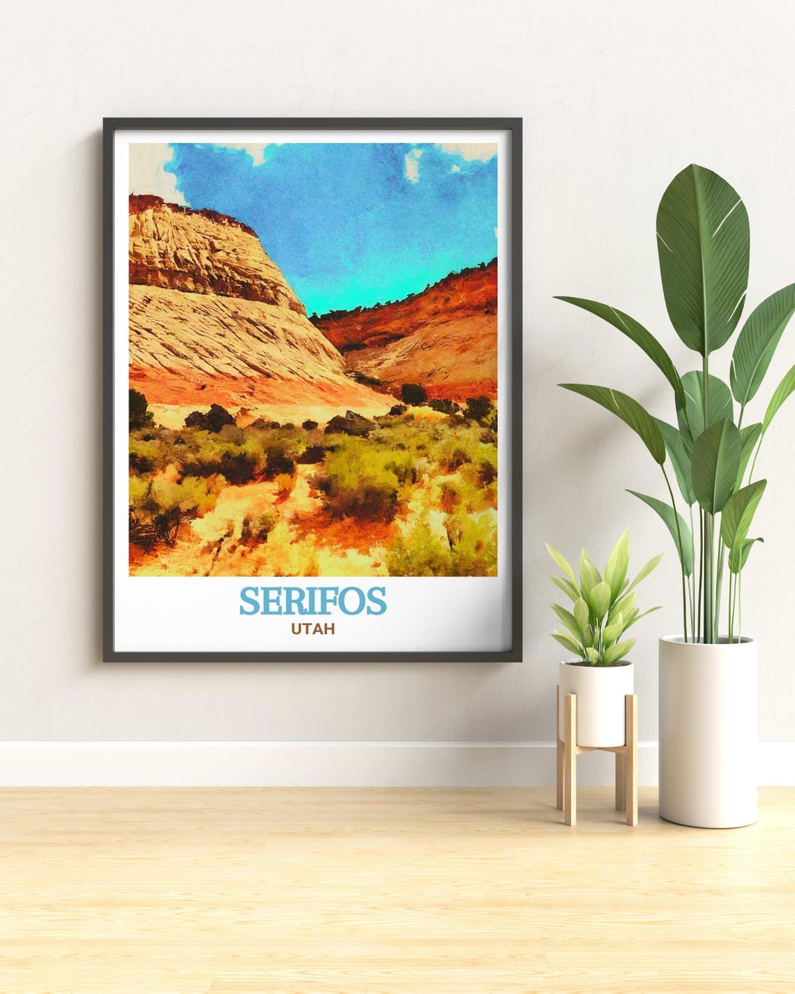 Serifos Utah Golden Desert Cliffs Warm Sunshine Travel Poster - Image 3