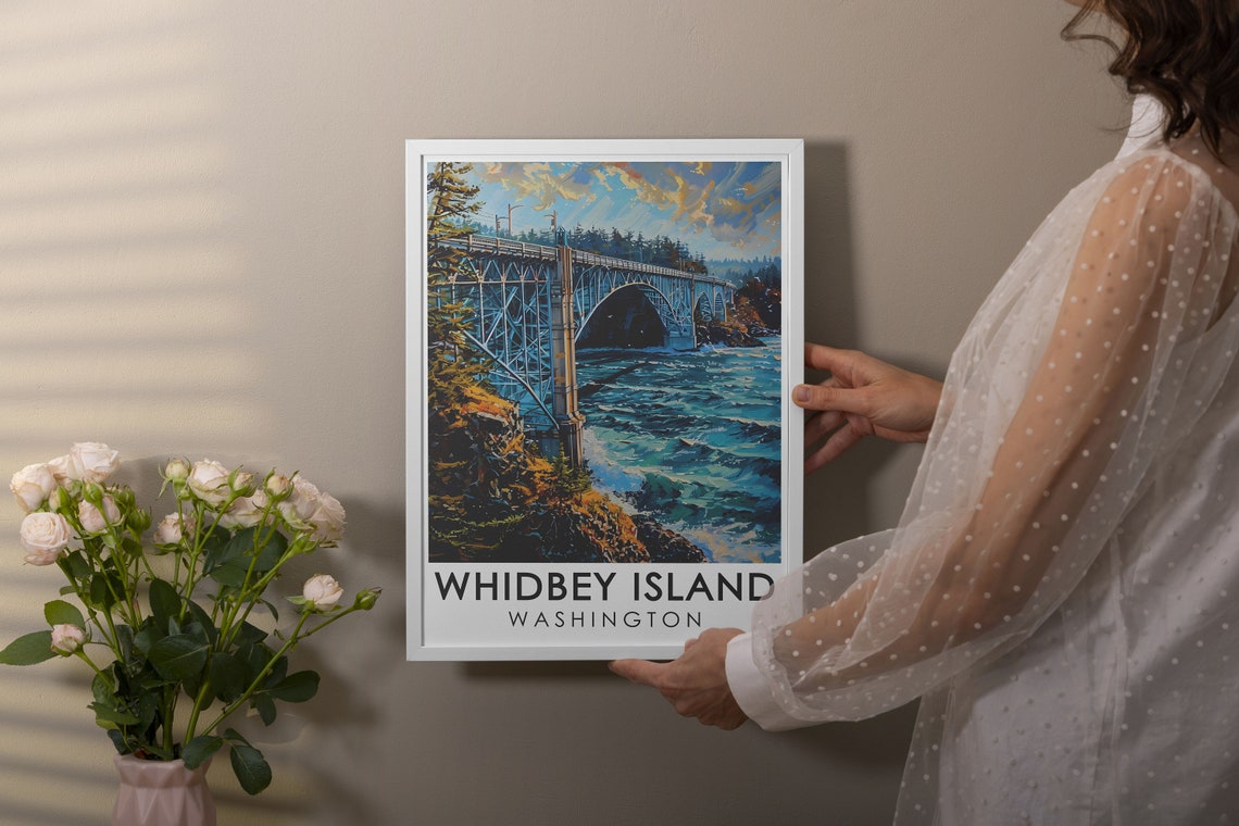 Deception Pass Bridge Over Turquoise Waters of Whidbey Island Poster - Image 3