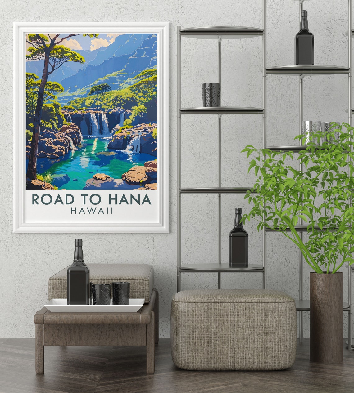 Road To Hana Travel Print Road To Hana And Sacred Pools Poster Road To Hana And Sacred Pools Wall Decor Sacred Pools Art - Image 3