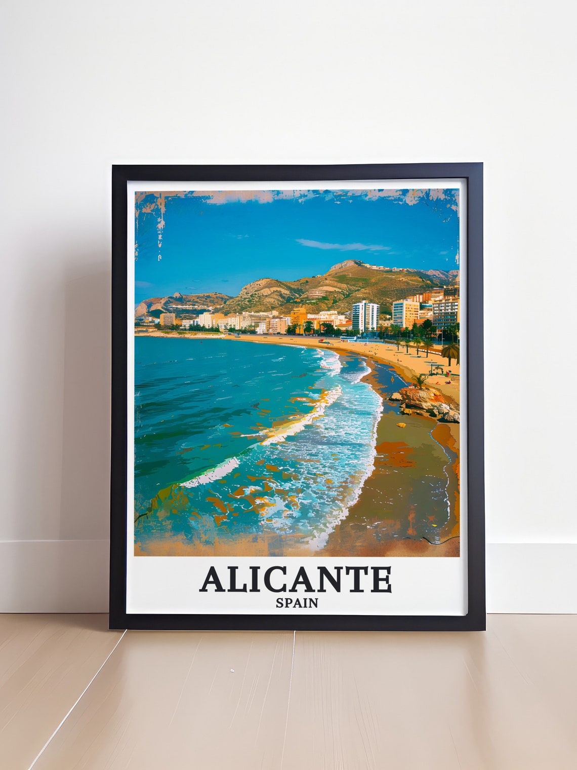 Alicante Wall Art Playa De San Juan Mediterranean Sea Alicante Print Playa De San Juan Mediterranean Sea Travel Poster Alicante Decor - Image 4
