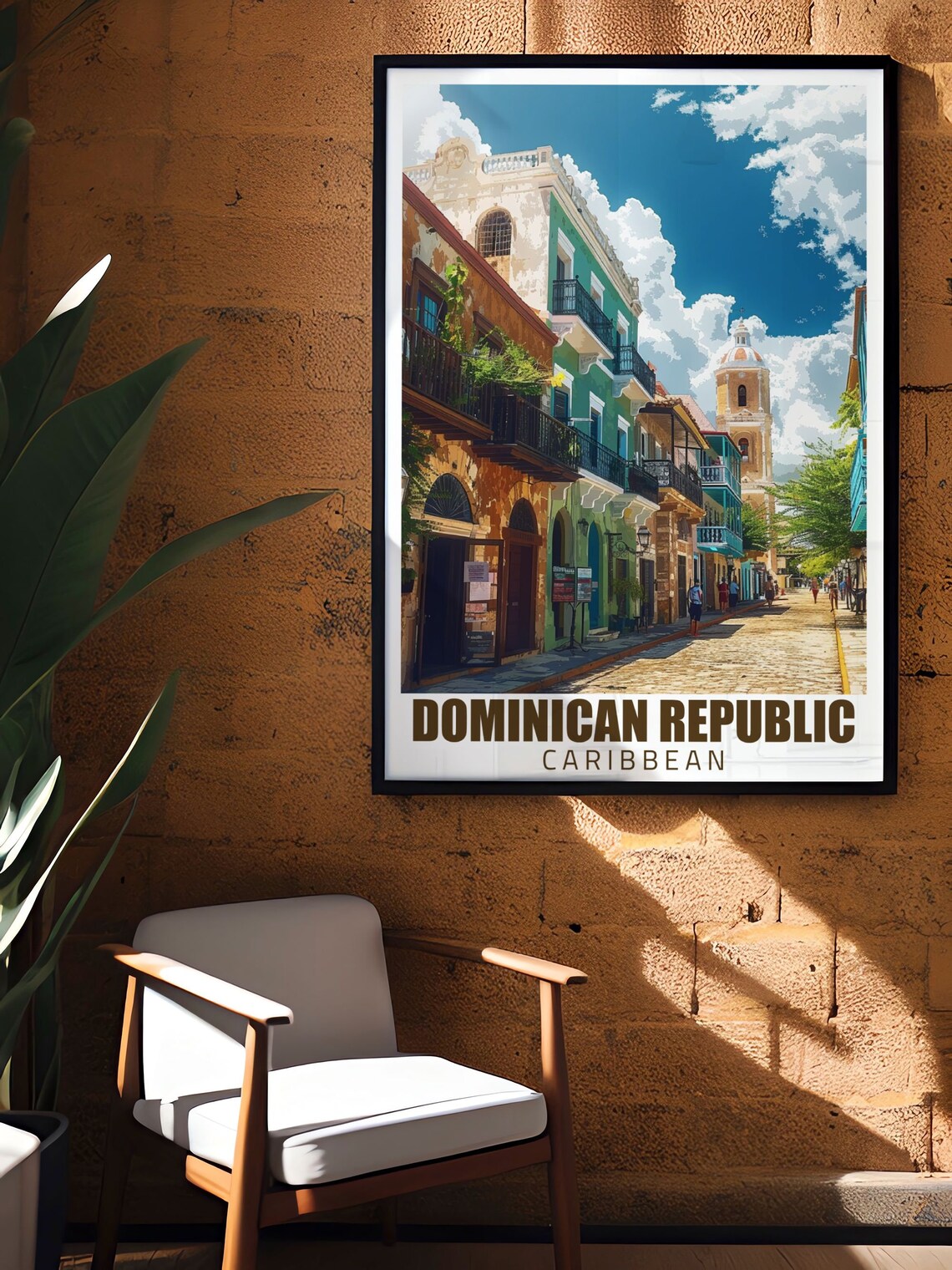 Dominican Republic Colonial Street Santo Domingo Church Tower Travel Poster - Image 3