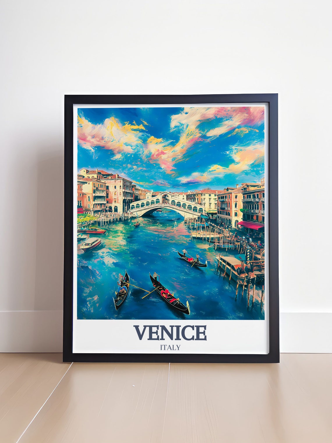 Venice Italy Rialto Bridge Grand Canal Gondolas Sunset Poster - Image 4