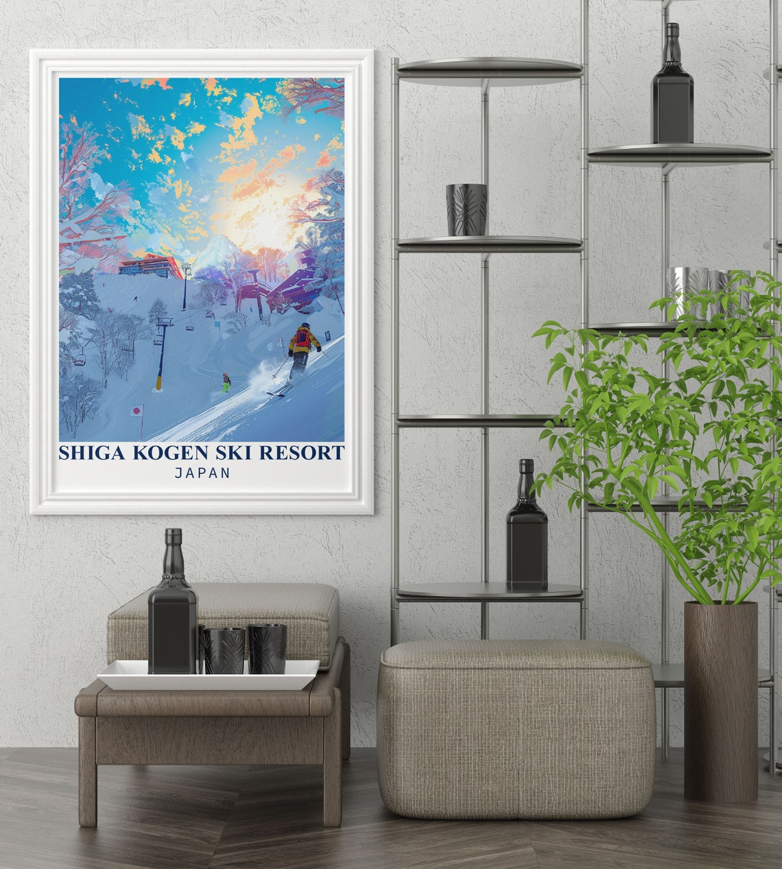 Shiga Kogen Japan Ski Resort Sunny Slopes Lift Powder Day Poster - Image 3