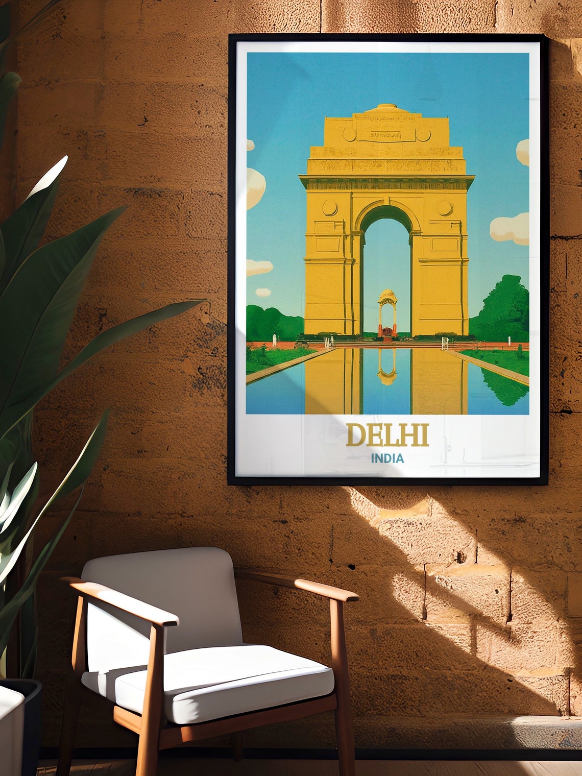 Delhi India India Gate Monument Reflection Pool Blue Sky Poster - Image 3