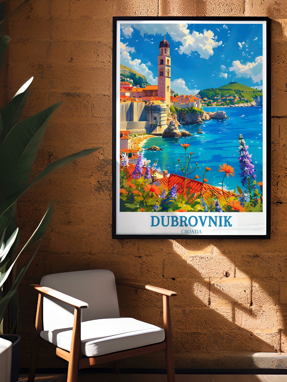 Dubrovnik Travel Poster Wall Art Dubrovnik Old Town Walls Stradun Travel Print Of Dubrovnik Croatia Travel Poster - Image 4