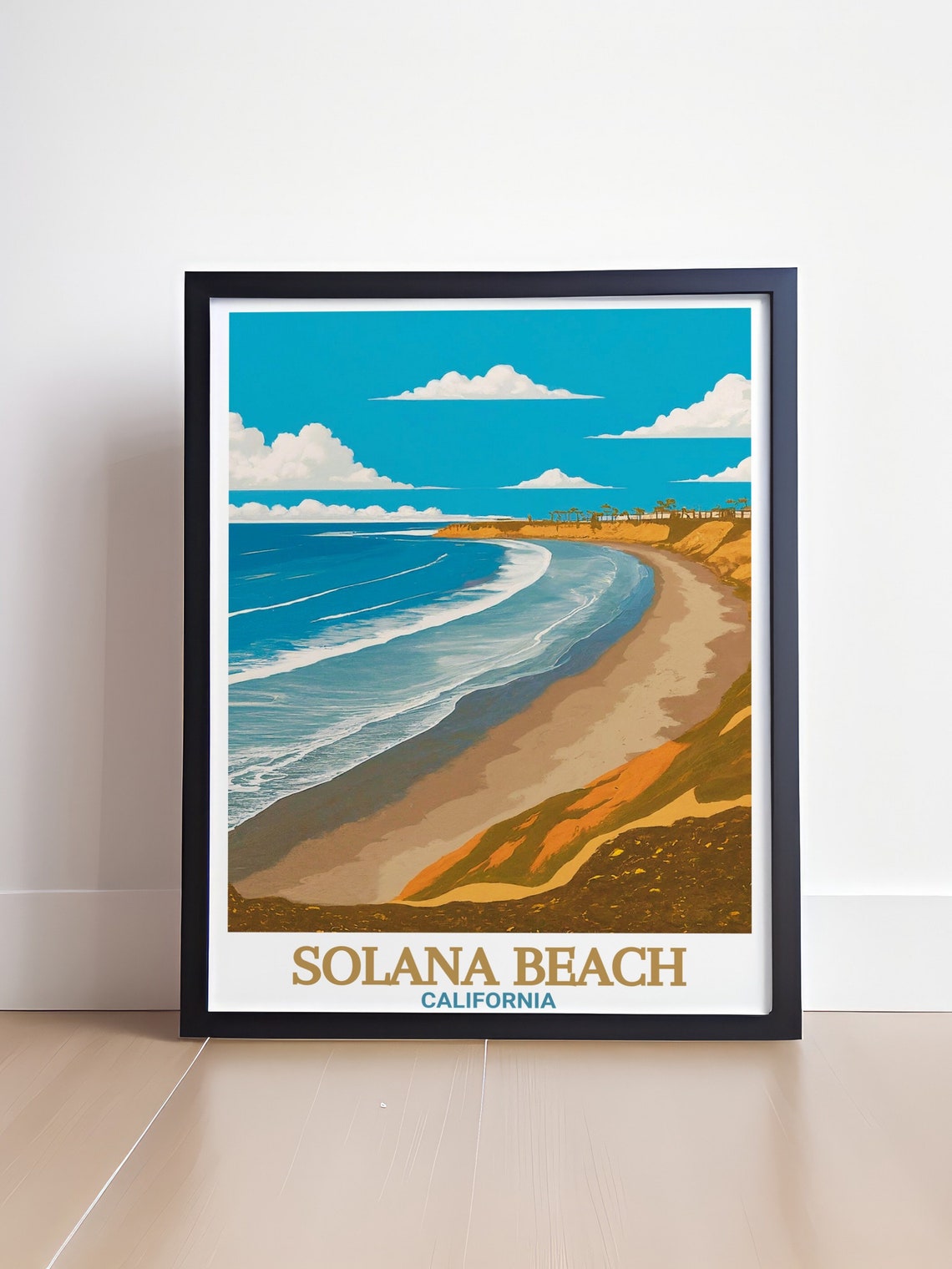 Solana Beach California Fletcher Cove Golden Sands Beach Travel Poster - Image 4