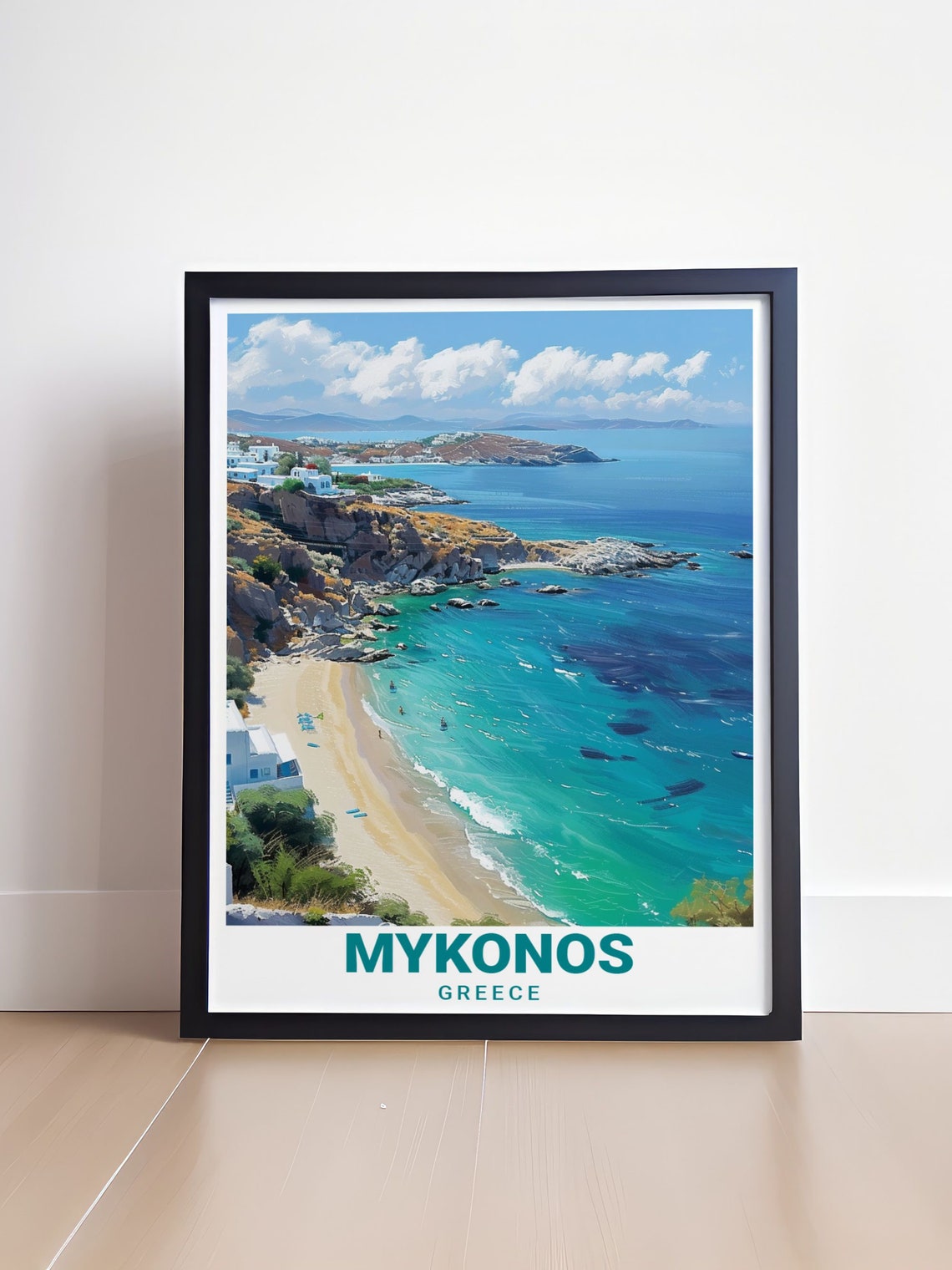Mykonos Elia Beach Bay Aerial View Aegean Coast Greece Poster - Image 4