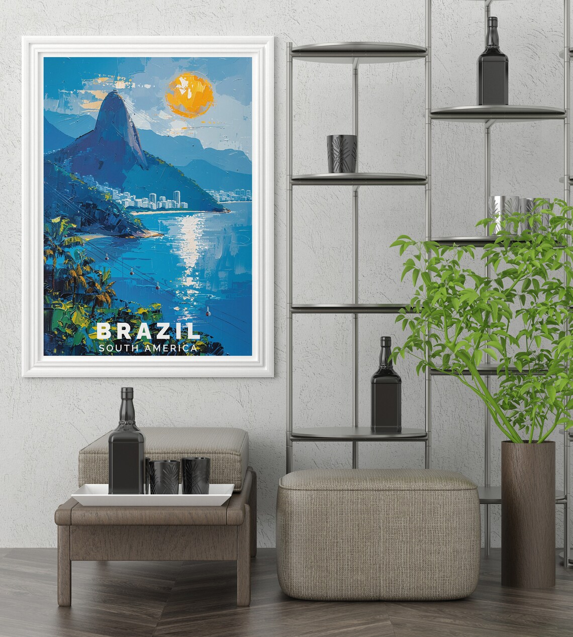 Brazil Sugarloaf Mountain Poster Rio Sunset Oil Painting Travel Art - Image 2