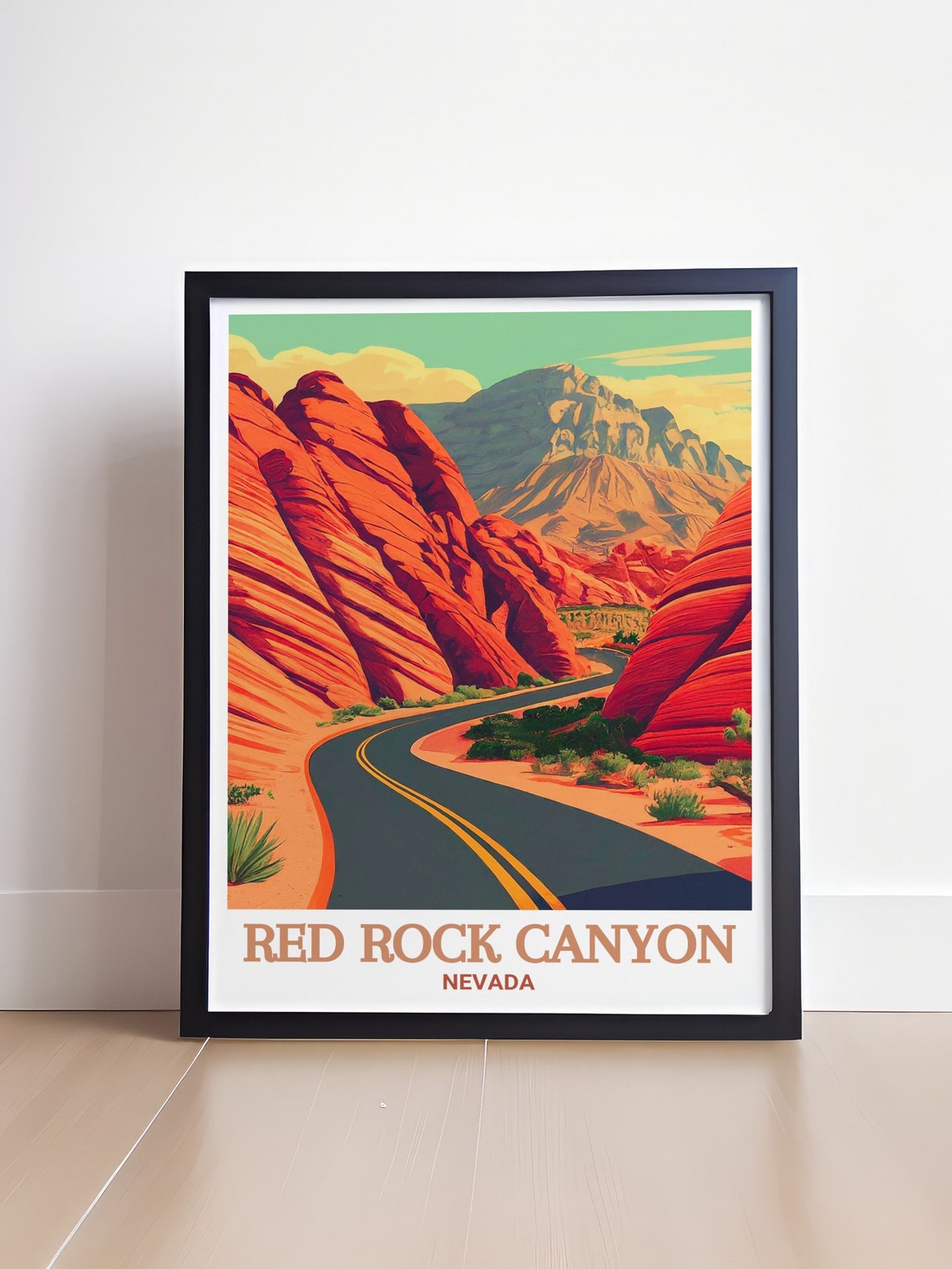 Red Rock Canyon Nevada Scenic Drive Sunset Desert Road Poster - Image 4