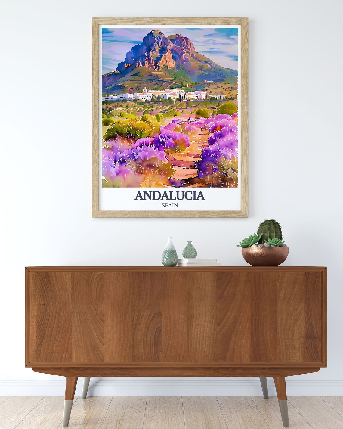 Andalucia Spain Mountain Village and Lavender Field Travel Poster - Image 2