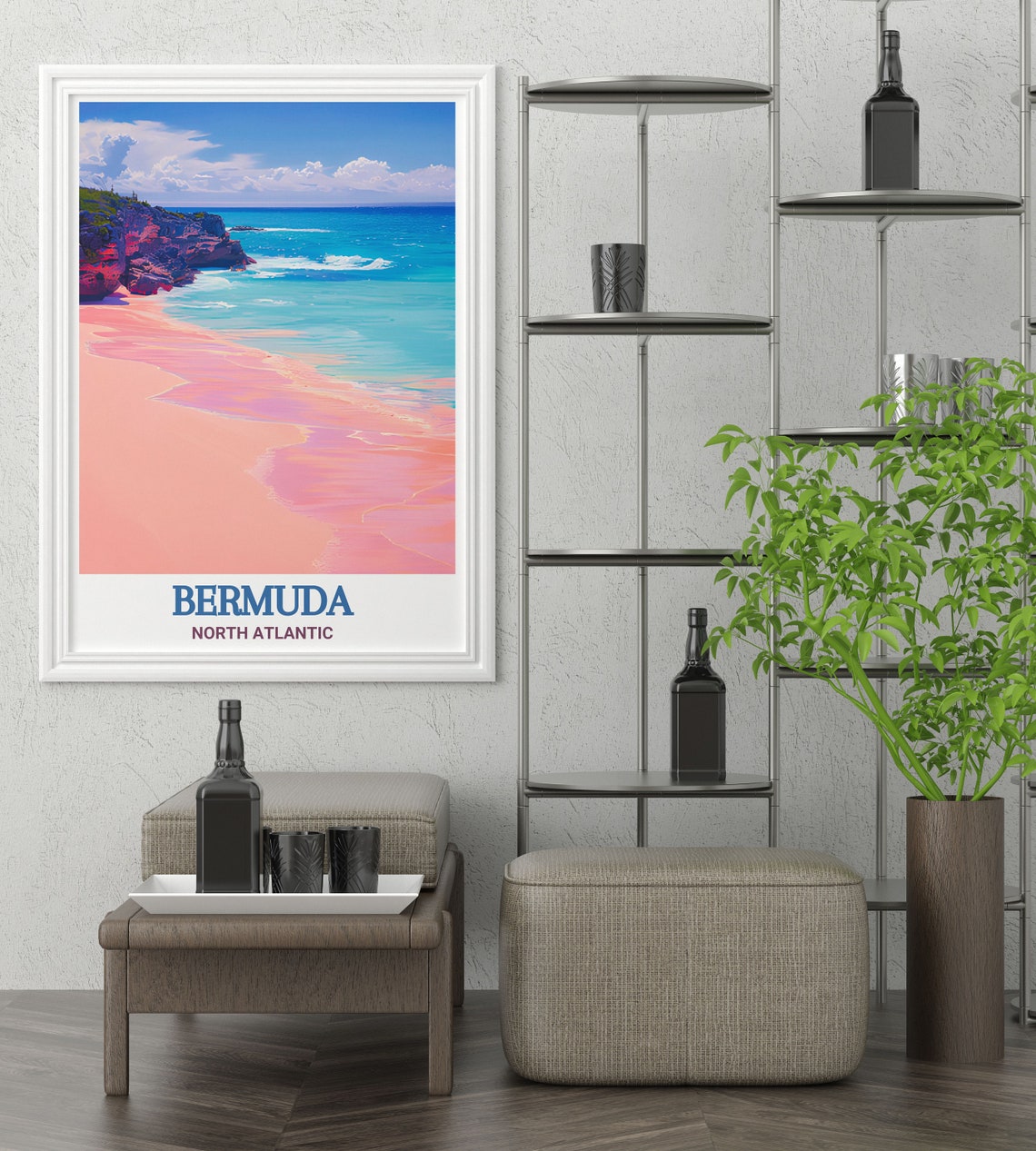 Bermuda Horseshoe Bay Pink Sand Beach Tropical Shores Poster - Image 4