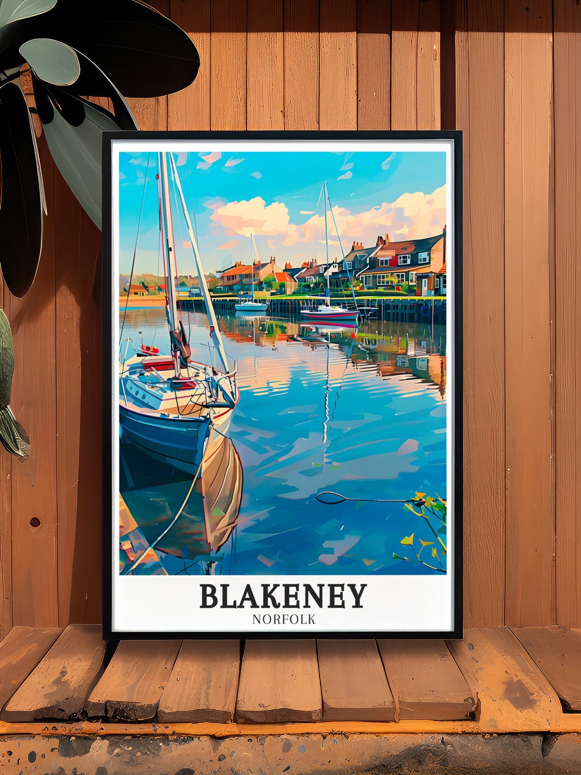 Blakeney Norfolk Harbour Sailboats Sunset England Travel Poster - Image 3