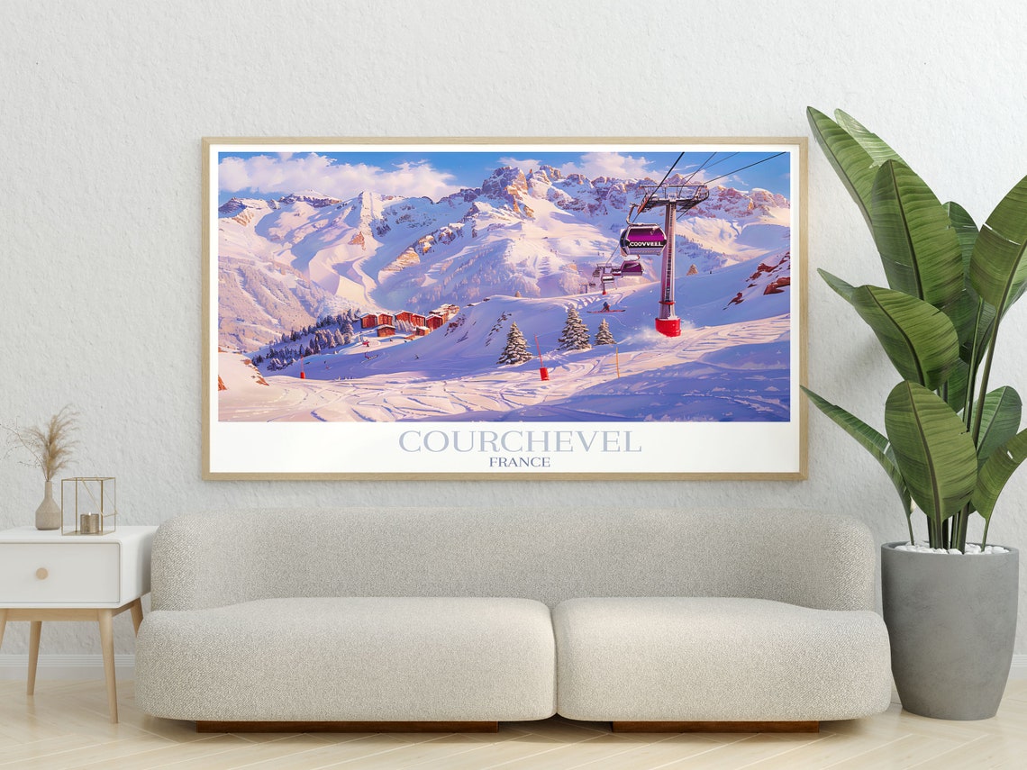 Courchevel France Gondola Ride Sunset Snowy Slopes Winter Poster - Image 3