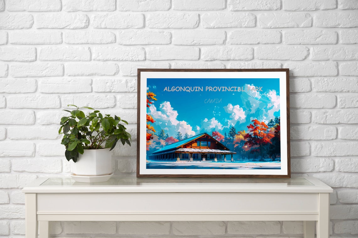 Algonquin Provincial Park Lodge Autumn Trees Canada Travel Poster - Image 3