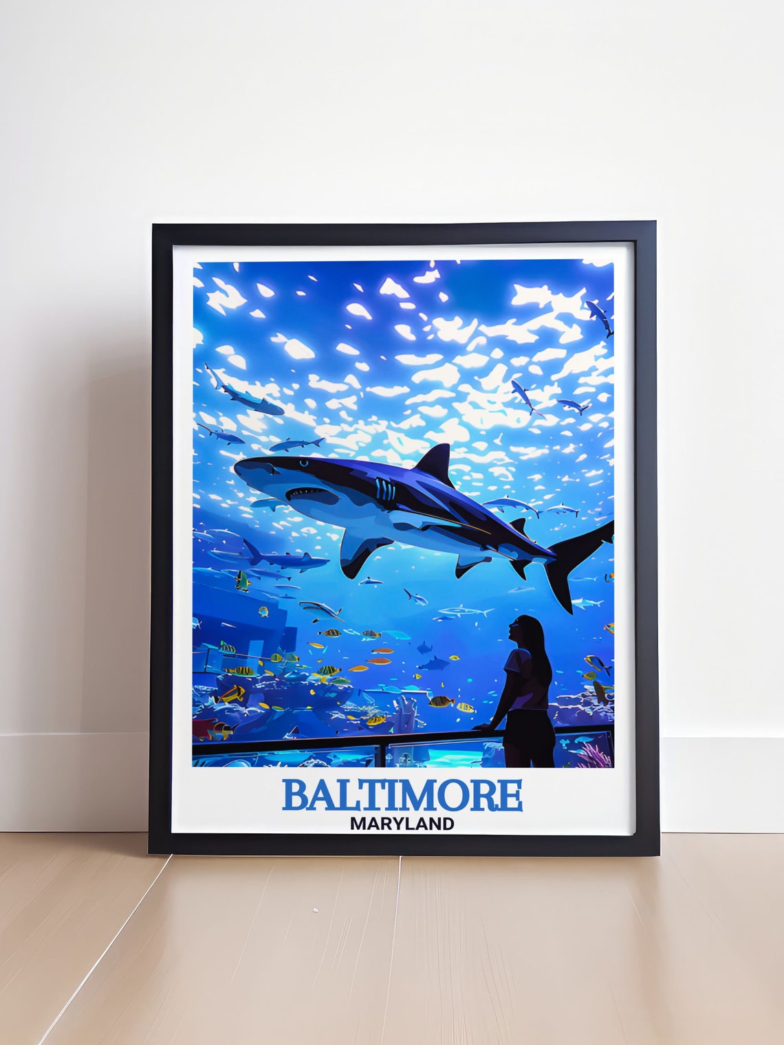Baltimore Maryland Aquarium Shark Tank Underwater Travel Poster - Image 4