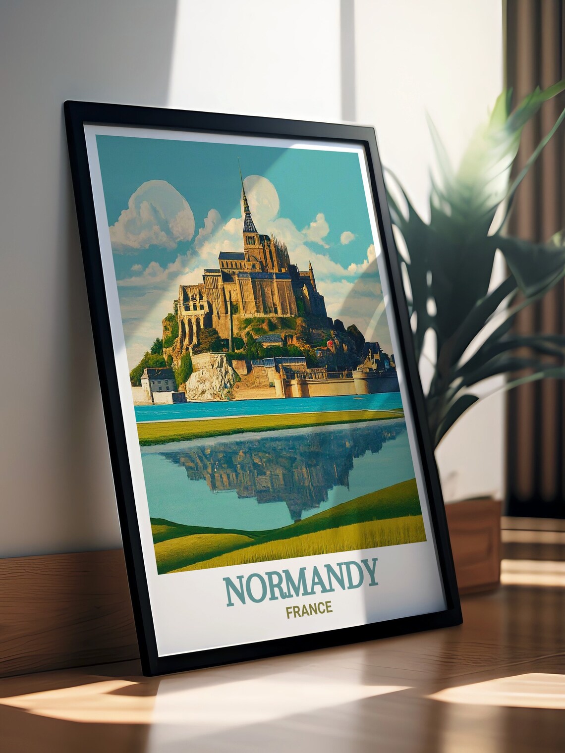 Normandy France Mont Saint-Michel Abbey Reflection Island Poster - Image 2