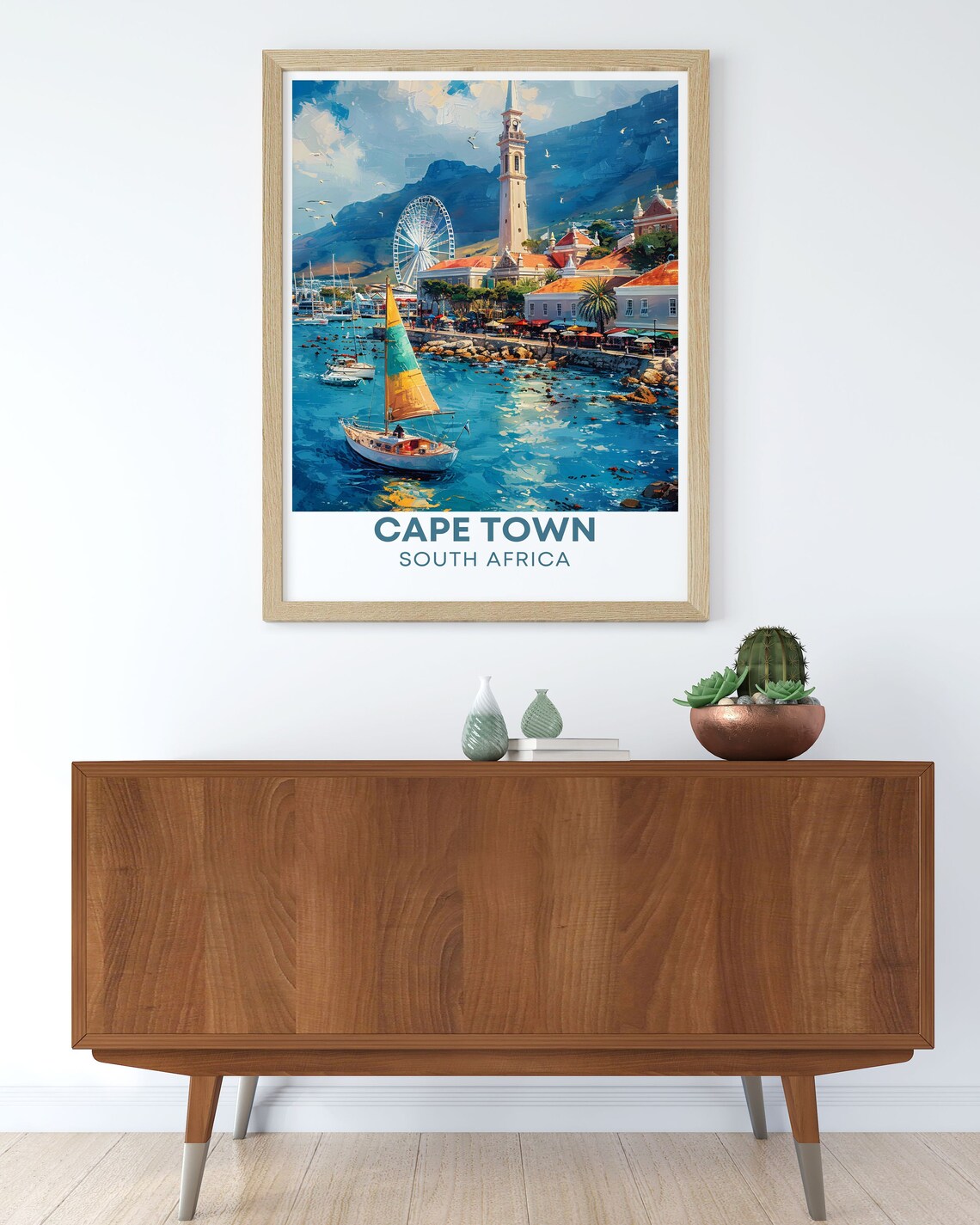 Cape Town South Africa Harbor Sailboat Waterfront Travel Poster - Image 2