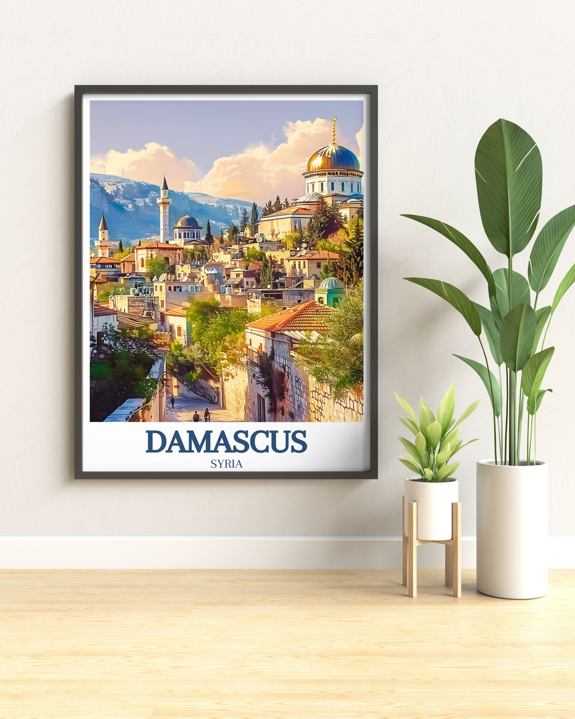 Damascus Syria Ancient Old City Poster with Domes and Hillside - Image 3
