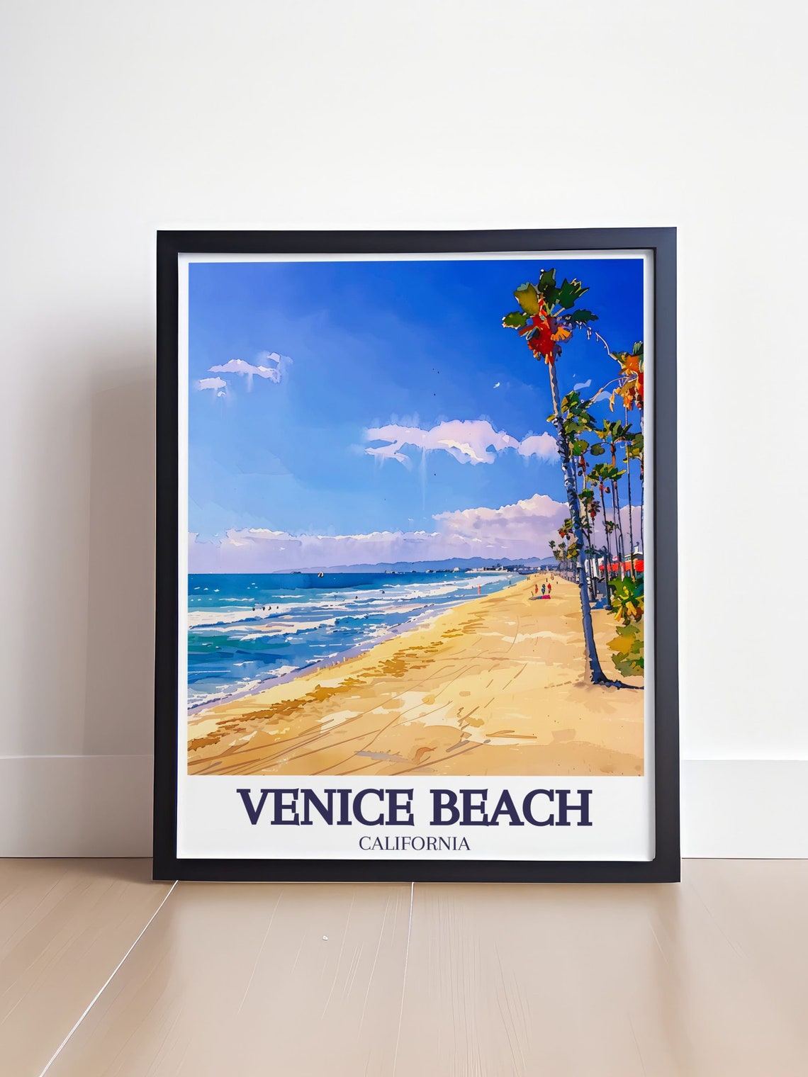 Venice Beach California Palm Tree Beach Ocean Waves Scene Poster - Image 4