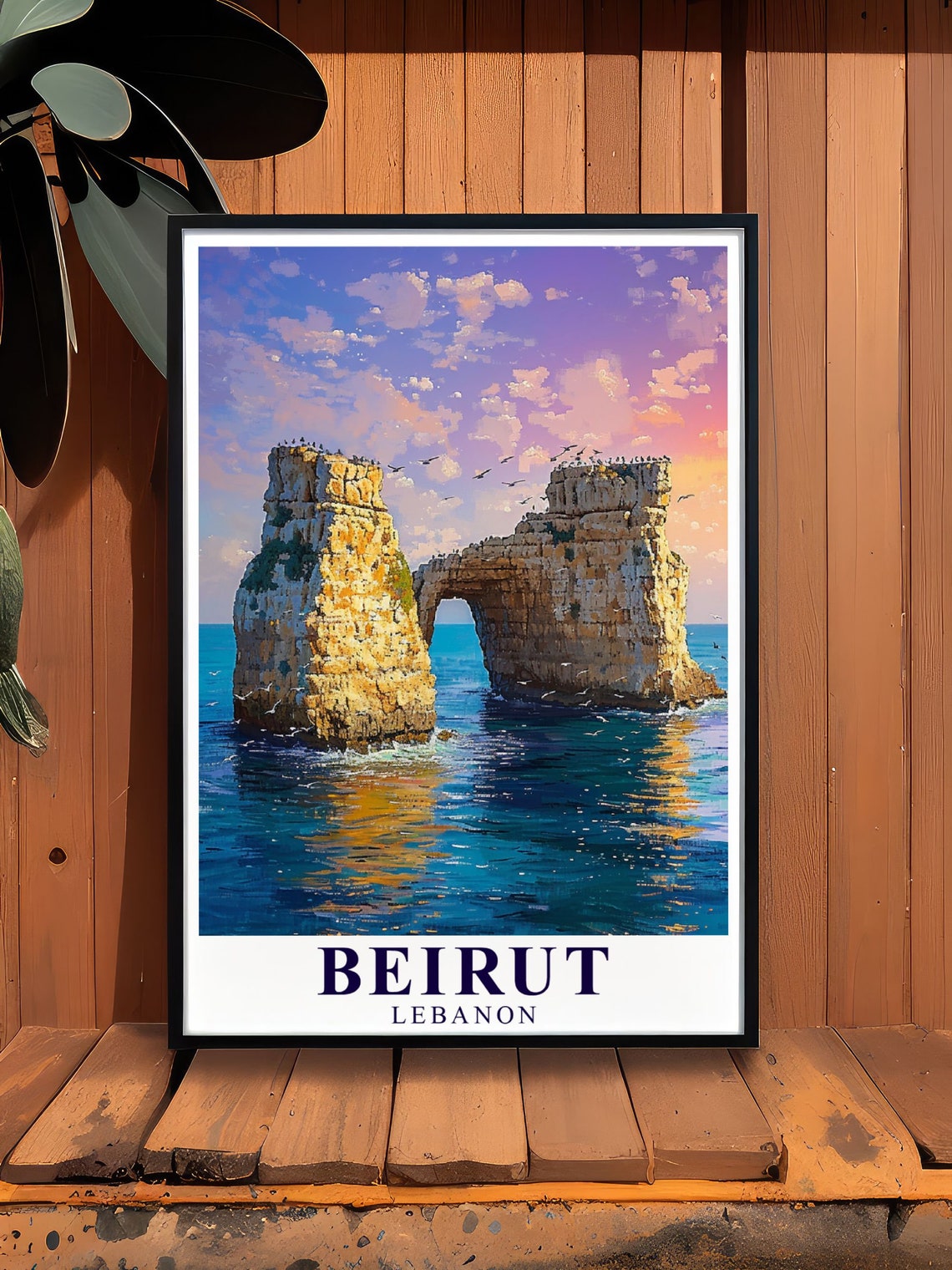 Beirut Lebanon Pigeon Rocks Sea Arches Sunset Mediterranean Poster - Image 3