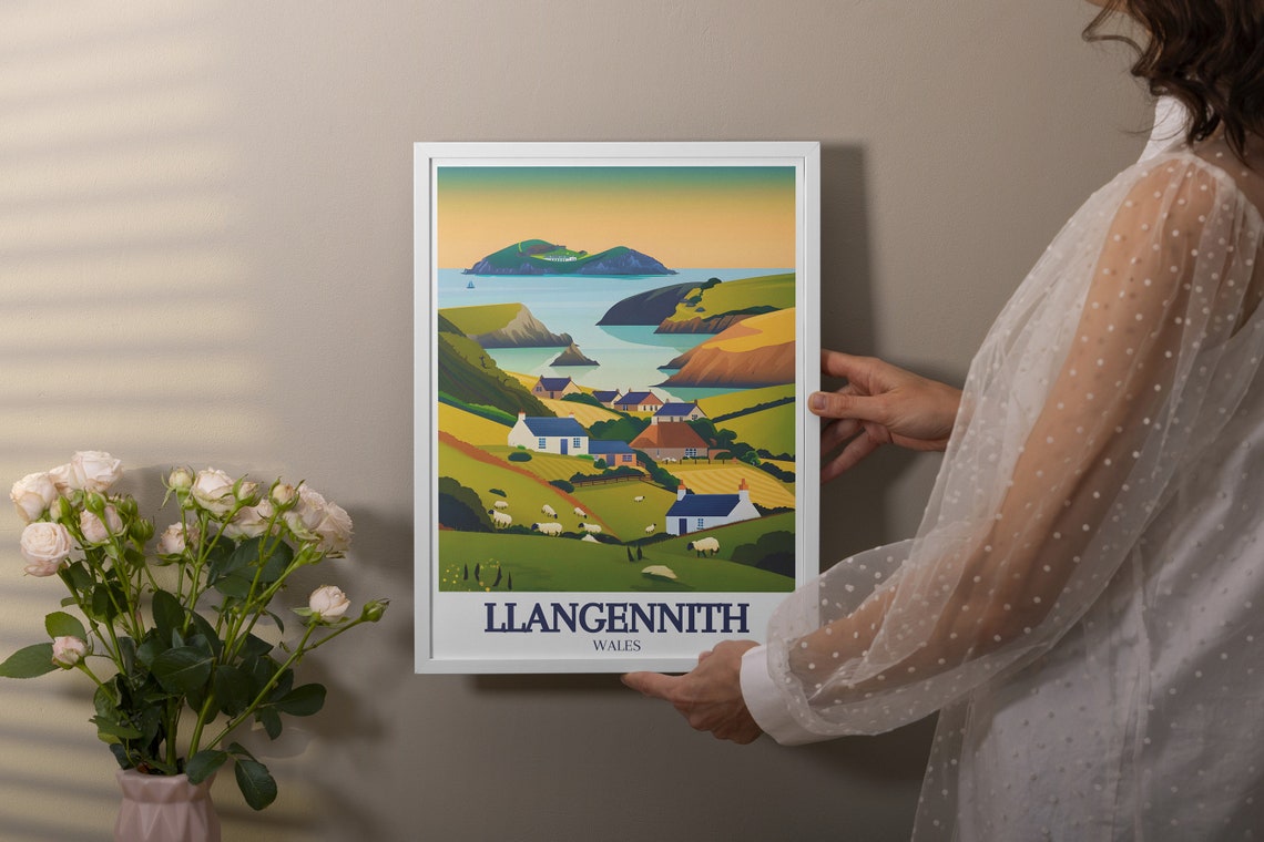 Llangennith Wales Rhossili Down Rolling Hills Sheep Travel Poster - Image 3
