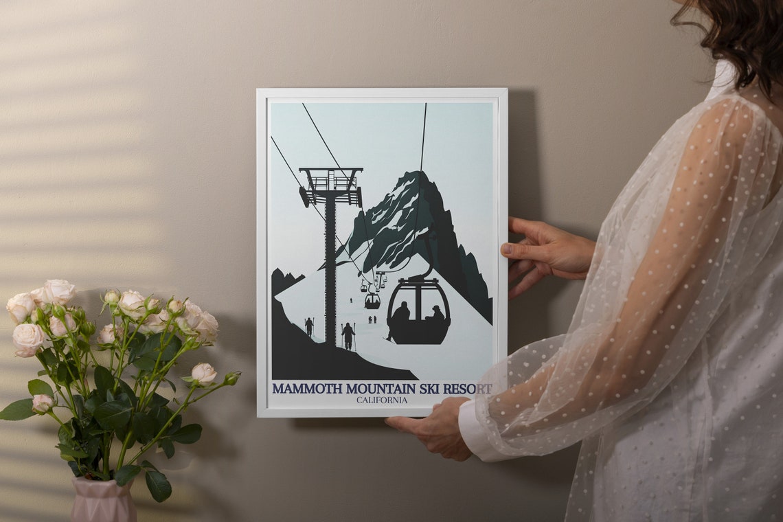 Mammoth Mountain Ski Resort Gondola Silhouette Winter Poster - Image 2