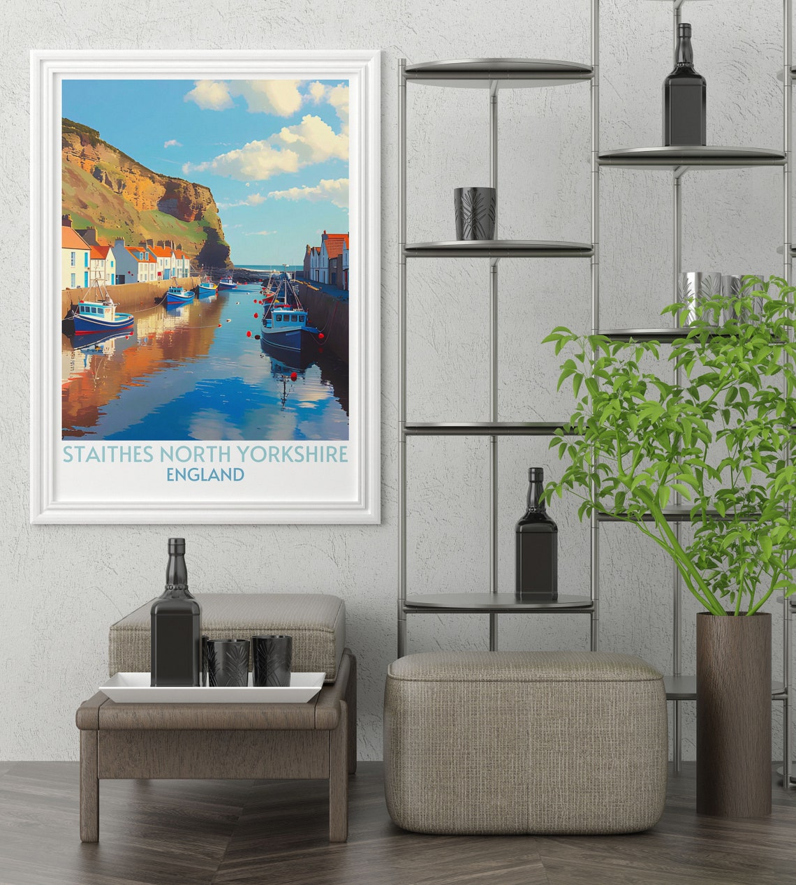 Staithes North Yorkshire Fishing Harbor Boats England Travel Poster - Image 4