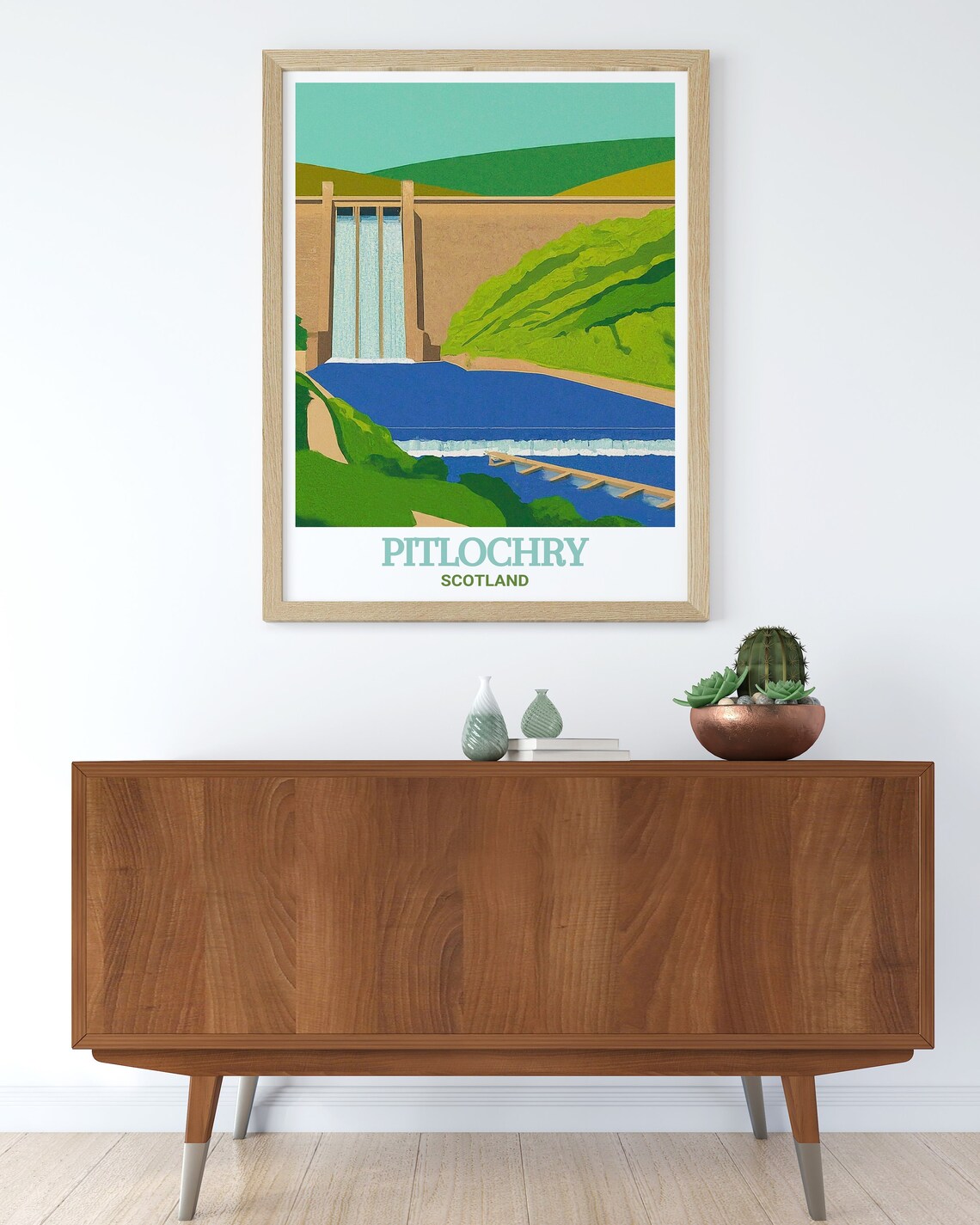 Pitlochry Dam and Fish Ladder Scotland Vintage Travel Poster - Image 2