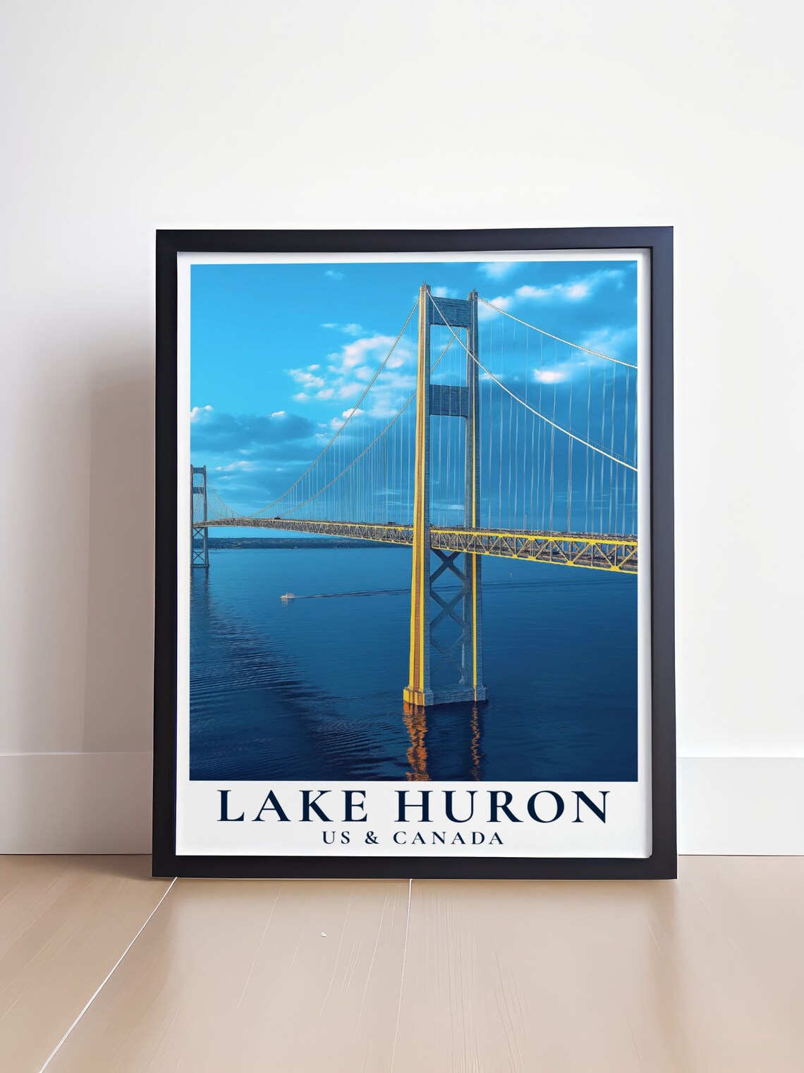 Lake Huron Mackinac Bridge Golden Hour Great Lakes Travel Poster - Image 4
