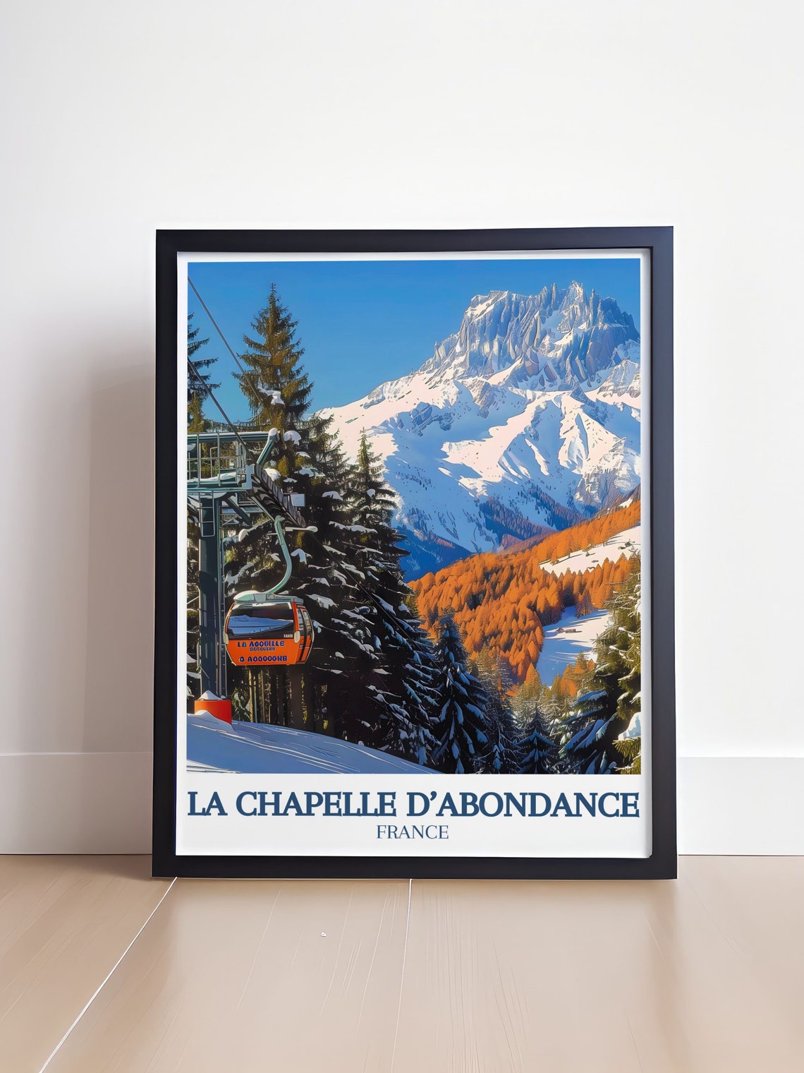 La Chapelle d'Abondance France Poster With Ski Gondola And Snowy Peaks - Image 4