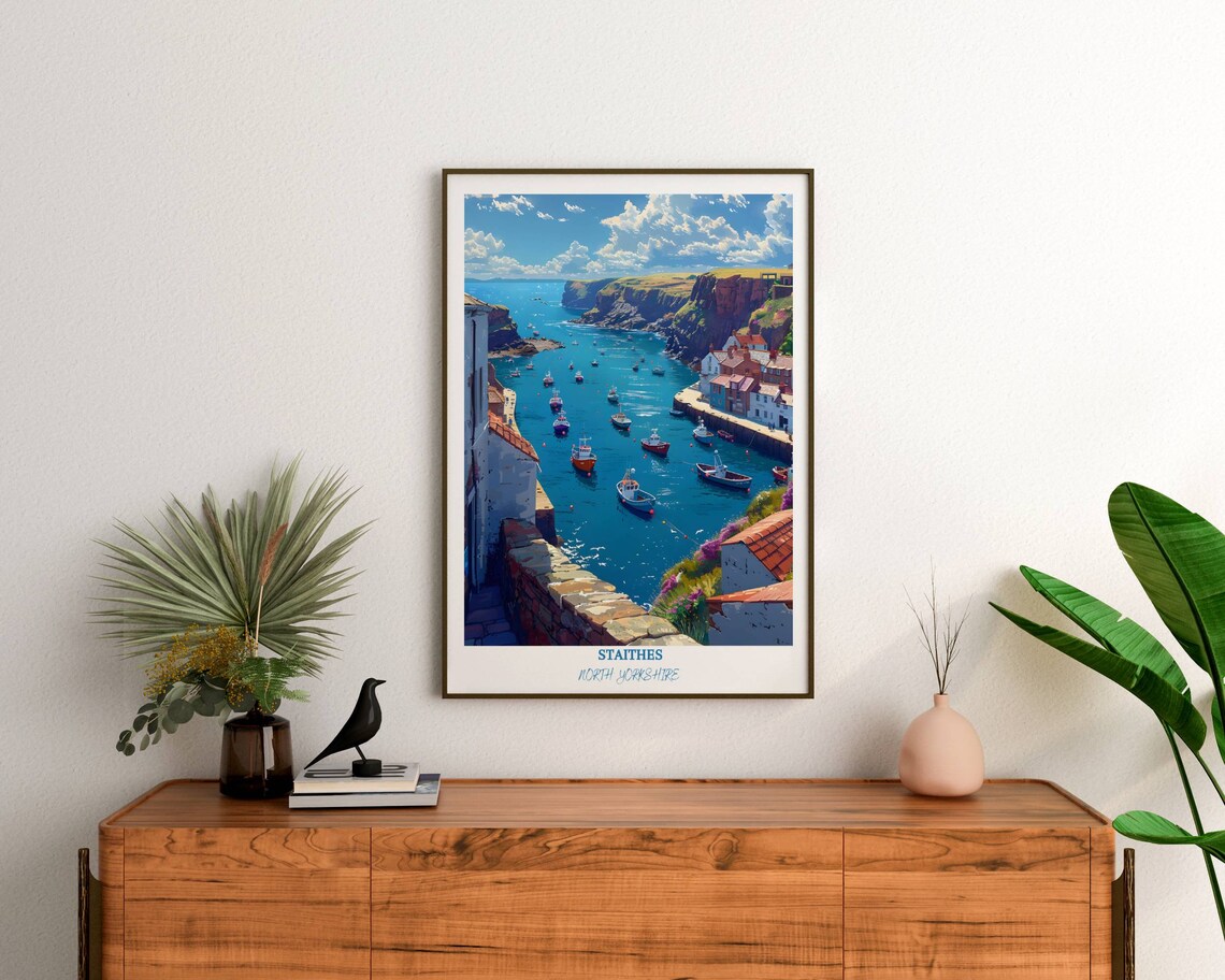 Staithes North Yorkshire Harbour Fishing Boats England Travel Poster - Image 2